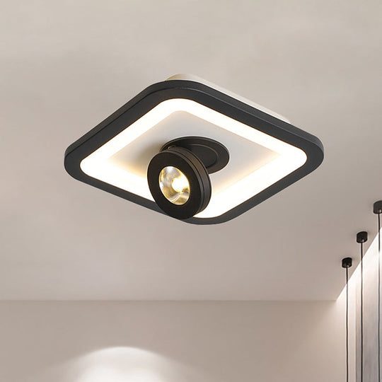 Modern Led Flush Mount Ceiling Light In Acrylic Square/Round Shape - Warm/White Black Or White