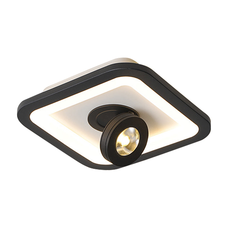 Plafonnier LED moderne à encastrer en acrylique de forme carrée/ronde - Lumière chaude/blanche, luminaire noir ou blanc