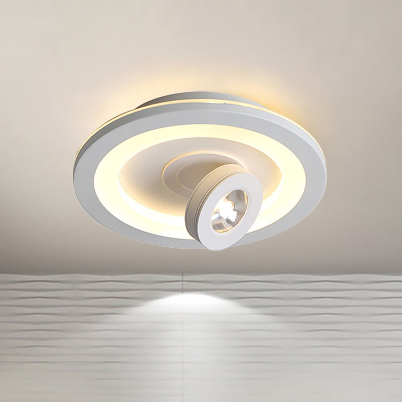 Plafonnier LED moderne à encastrer en acrylique de forme carrée/ronde - Lumière chaude/blanche, luminaire noir ou blanc