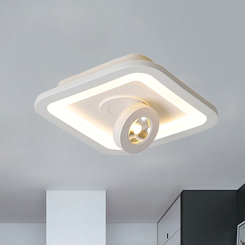 Plafonnier LED moderne à encastrer en acrylique de forme carrée/ronde - Lumière chaude/blanche, luminaire noir ou blanc