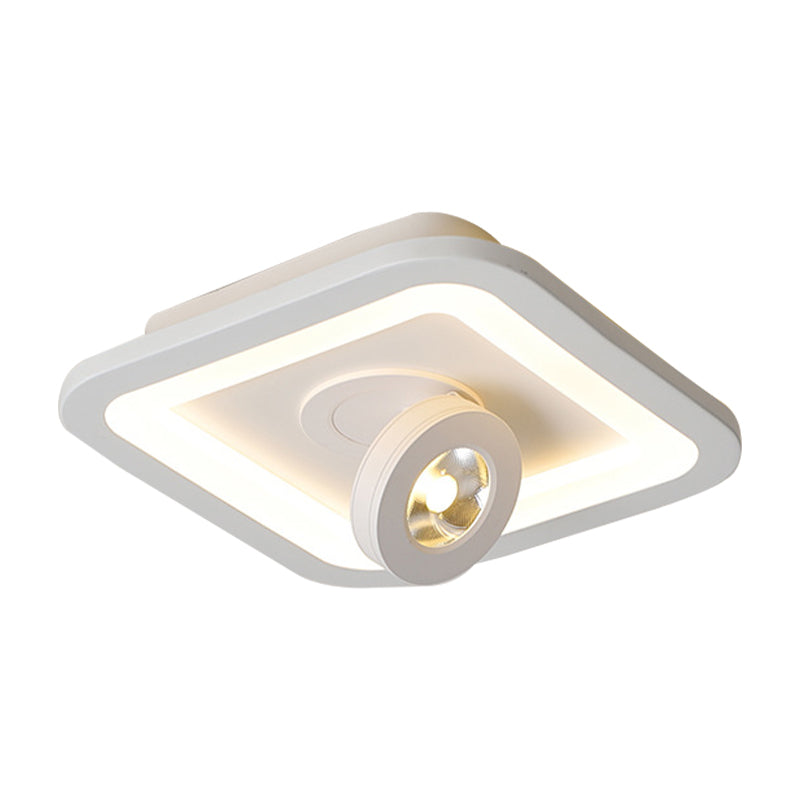 Modern Led Flush Mount Ceiling Light In Acrylic Square/Round Shape - Warm/White Black Or White