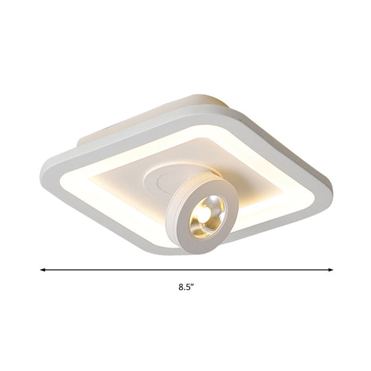 Modern Led Flush Mount Ceiling Light In Acrylic Square/Round Shape - Warm/White Black Or White