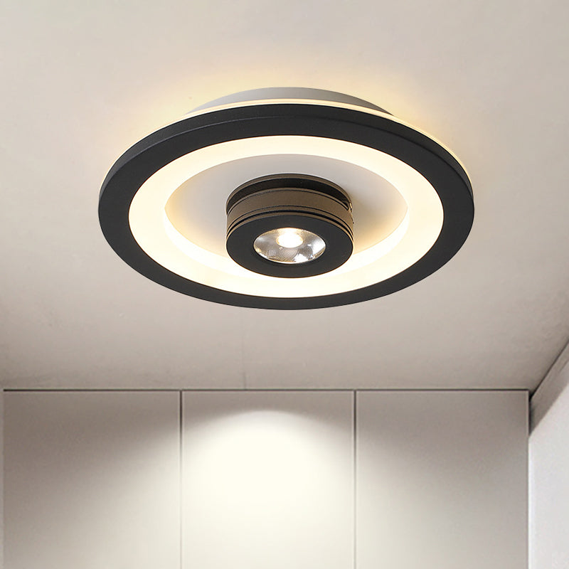 Modern Led Flush Mount Ceiling Light In Acrylic Square/Round Shape - Warm/White Black Or White