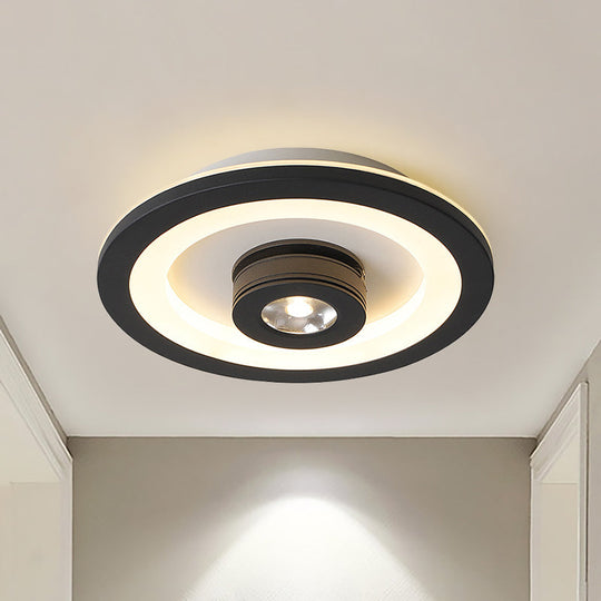 Plafonnier LED moderne à encastrer en acrylique de forme carrée/ronde - Lumière chaude/blanche, luminaire noir ou blanc