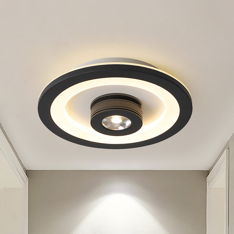 Modern Led Flush Mount Ceiling Light In Acrylic Square/Round Shape - Warm/White Black Or White