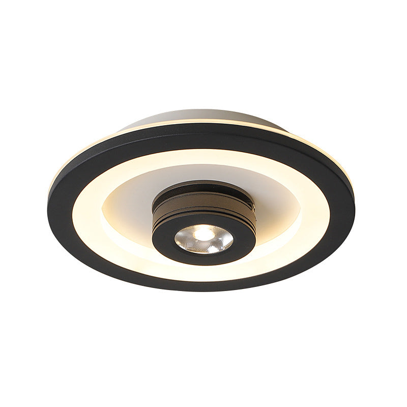 Plafonnier LED moderne à encastrer en acrylique de forme carrée/ronde - Lumière chaude/blanche, luminaire noir ou blanc