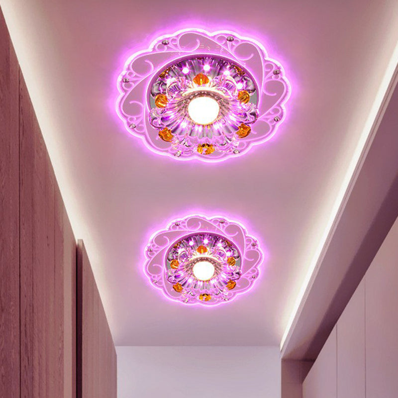 Modern Crystal Clear LED Flush Ceiling Light for Hallway - Blossom Flush Light Fixture