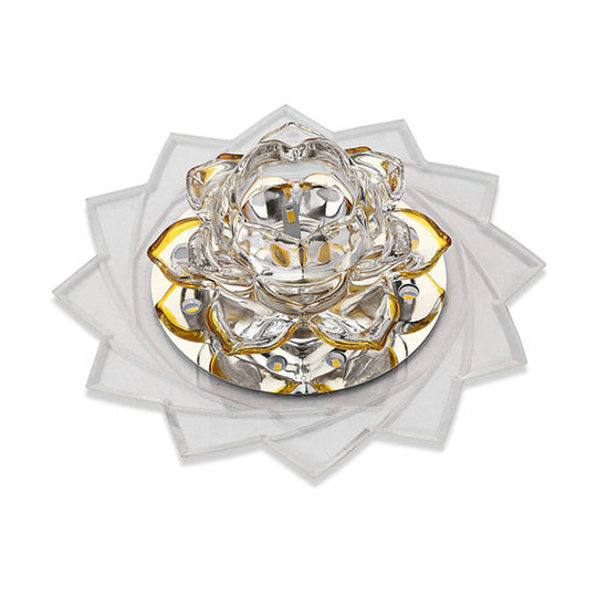 Simplicity Crystal Lotus LED Flush Mount Ceiling Light in Clear, Ideal for Corridors