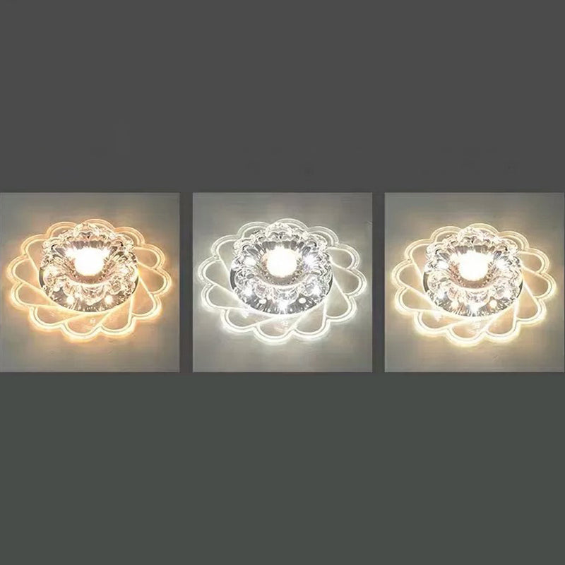 Minimalist Clear Led Flower Crystal Flush Mount Fixture / 9W Third Gear