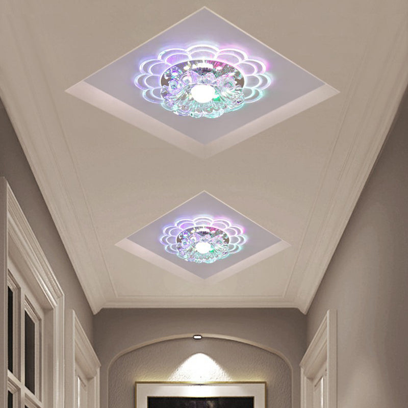 Plafonnier LED encastré en cristal moderne pour entrée - Design Clear Blossom