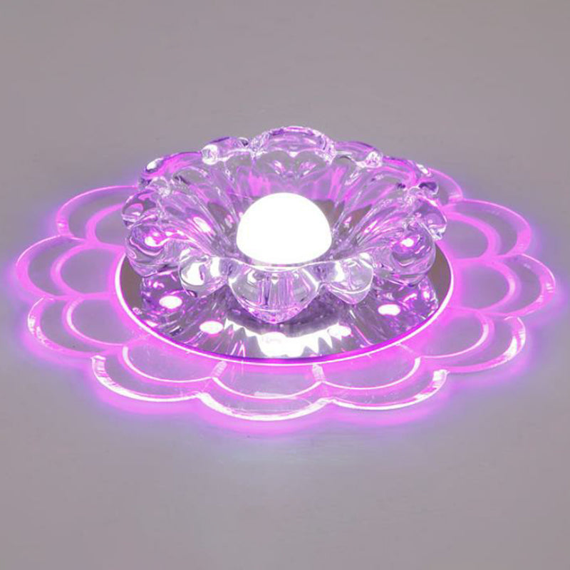 Plafonnier LED encastré en cristal moderne pour entrée - Design Clear Blossom