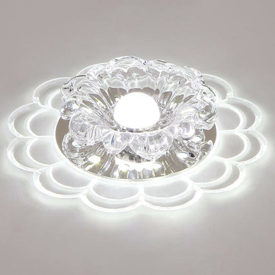 Plafonnier LED encastré en cristal moderne pour entrée - Design Clear Blossom