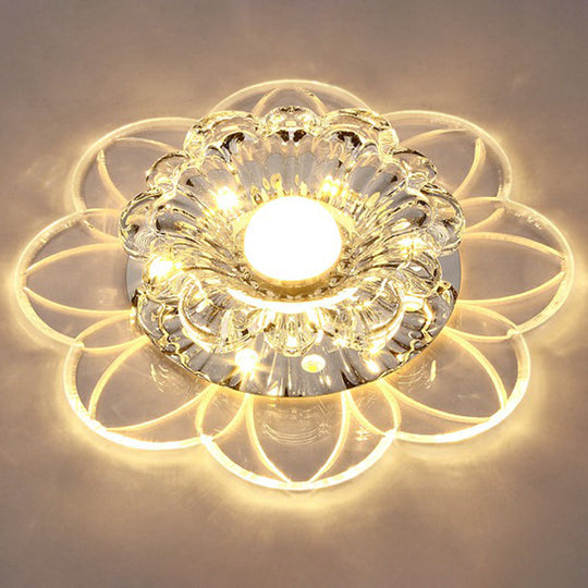 Crystal Simplicity LED Flush Mount Ceiling Light with Flower Corridor Design