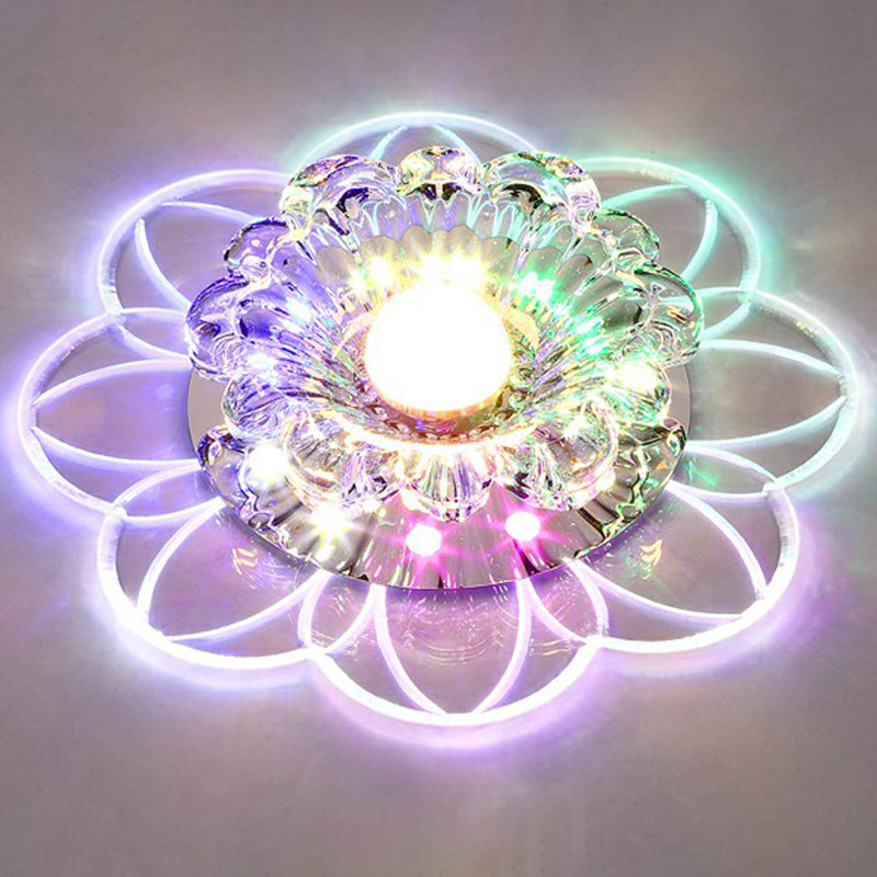 Crystal Simplicity LED Flush Mount Ceiling Light with Flower Corridor Design