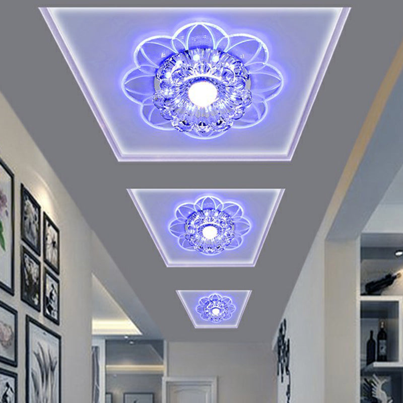 Crystal Simplicity LED Flush Mount Ceiling Light with Flower Corridor Design