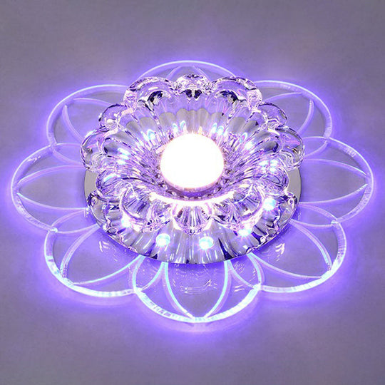 Crystal Simplicity LED Flush Mount Ceiling Light with Flower Corridor Design