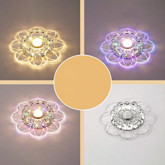 Crystal Simplicity LED Flush Mount Ceiling Light with Flower Corridor Design