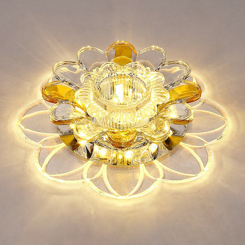 Crystal Clear Led Floral Flush Mount Ceiling Light