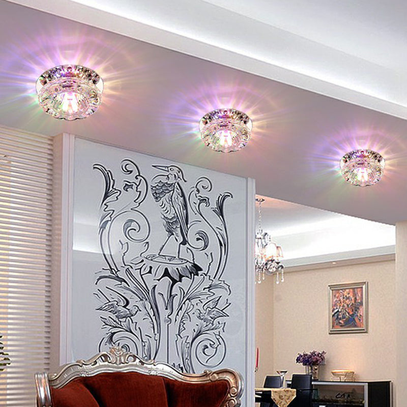 Clear Crystal Flower Led Flush Mount Light For Hallway Ceiling