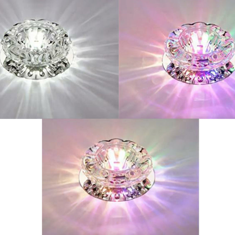 Clear Crystal Flower Led Flush Mount Light For Hallway Ceiling / 3W Third Gear