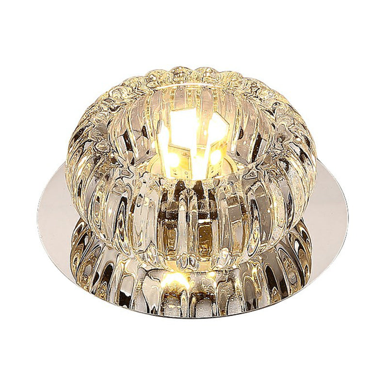 Clear Crystal Led Flush Mount Ceiling Light For Hallways - Simplicity Round Design