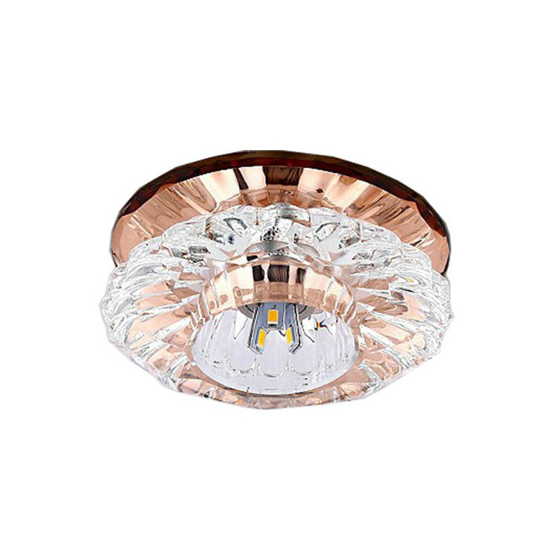 Artistic Crystal Flush Light Fixture - Contemporary Led Ceiling For Hallways Floral Shade Clear