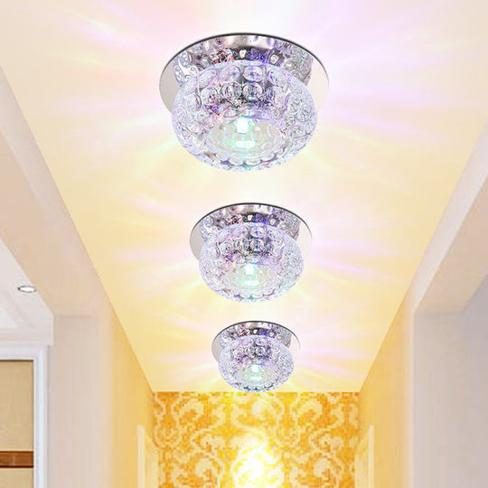 Modern Crystal LED Flush Mount Lighting Fixture - Donut Shape for Hallway