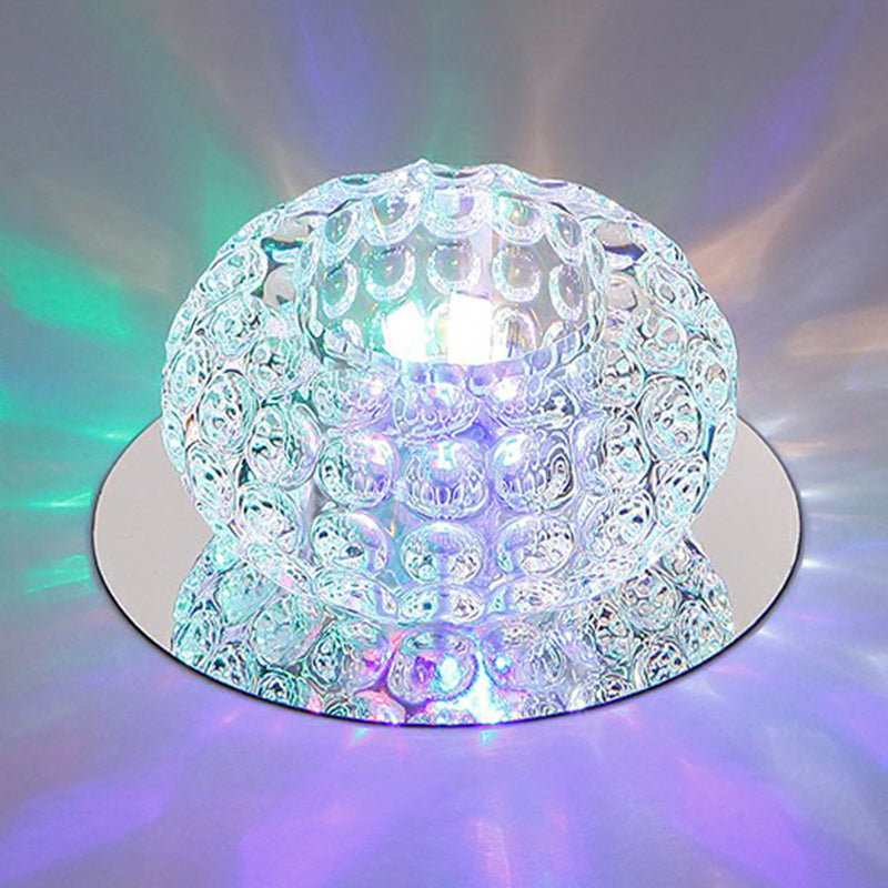 Modern Crystal LED Flush Mount Lighting Fixture - Donut Shape for Hallway