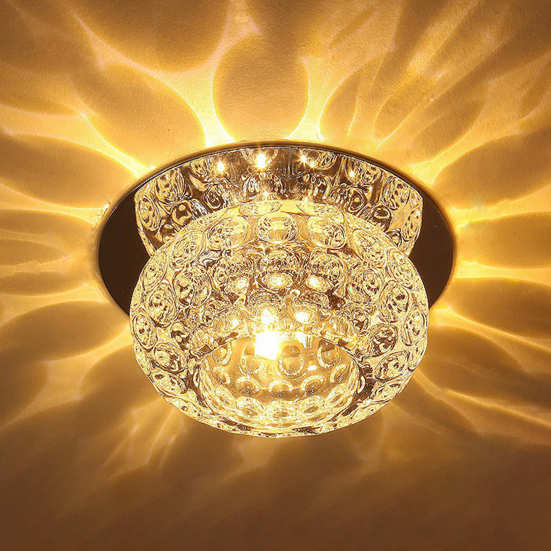 Modern Crystal LED Flush Mount Lighting Fixture - Donut Shape for Hallway