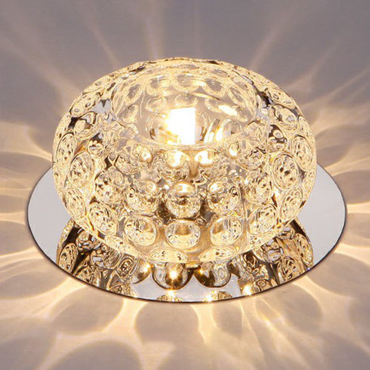 Modern Crystal LED Flush Mount Lighting Fixture - Donut Shape for Hallway