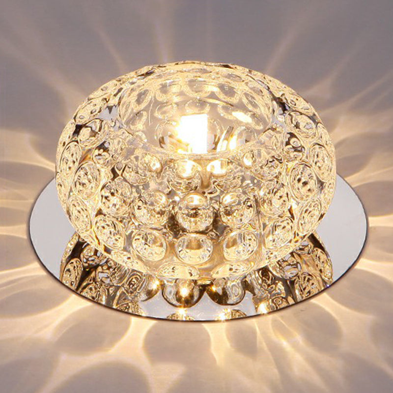 Modern Crystal Led Flush Mount Lighting Fixture - Donut Shape For Hallway