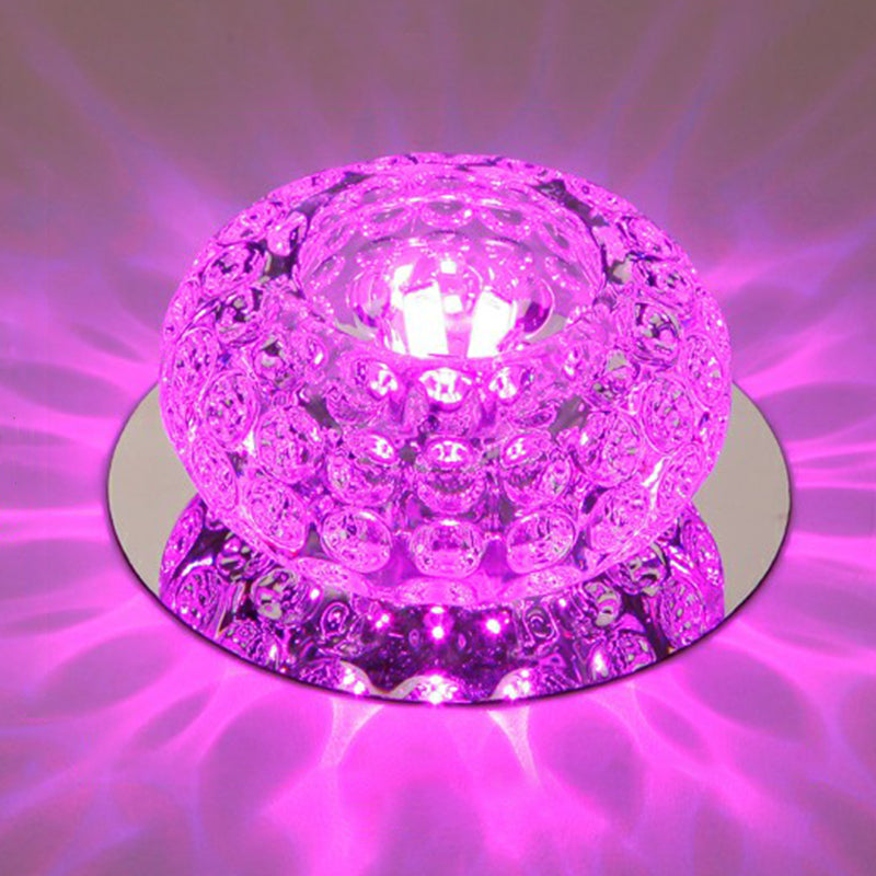 Modern Crystal LED Flush Mount Lighting Fixture - Donut Shape for Hallway