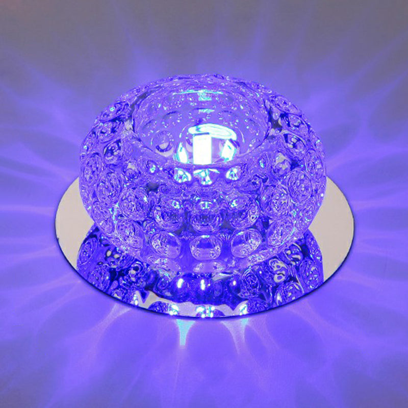 Modern Crystal LED Flush Mount Lighting Fixture - Donut Shape for Hallway