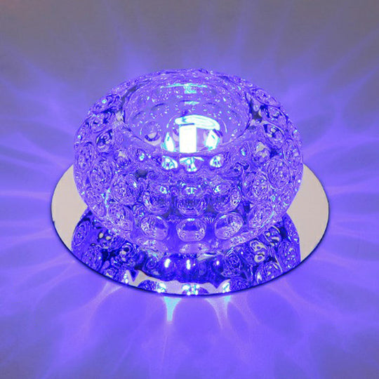 Modern Crystal Led Flush Mount Lighting Fixture - Donut Shape For Hallway Clear / 3W Blue