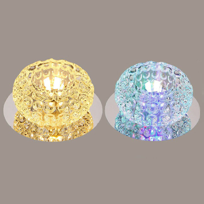 Modern Crystal LED Flush Mount Lighting Fixture - Donut Shape for Hallway