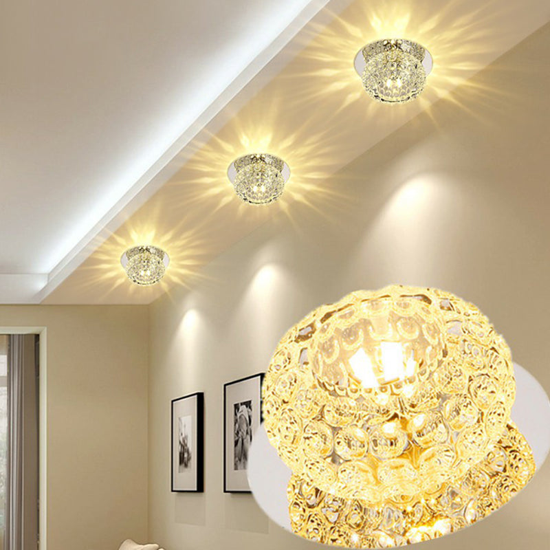 Crystal LED Flush Mount Ceiling Light - Contemporary Donut Design