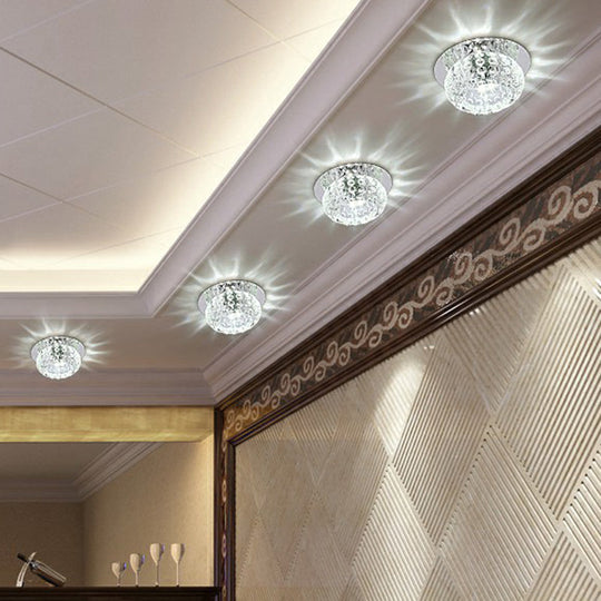 Crystal LED Flush Mount Ceiling Light - Contemporary Donut Design