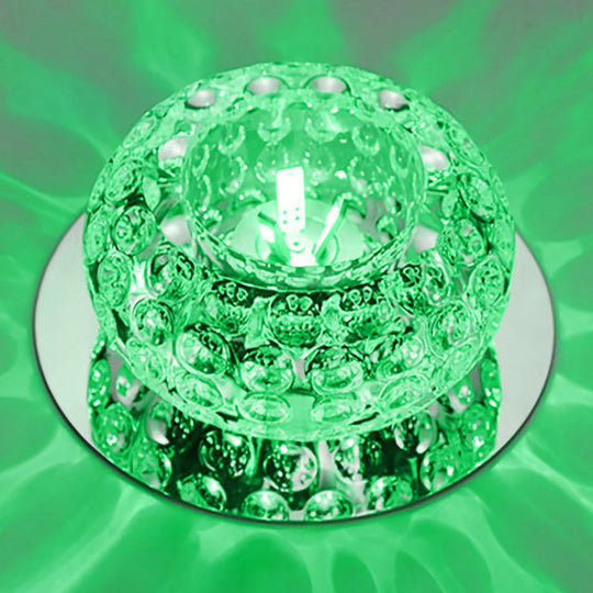 Crystal Led Flush Mount Ceiling Light - Contemporary Donut Design Clear / 3W Green