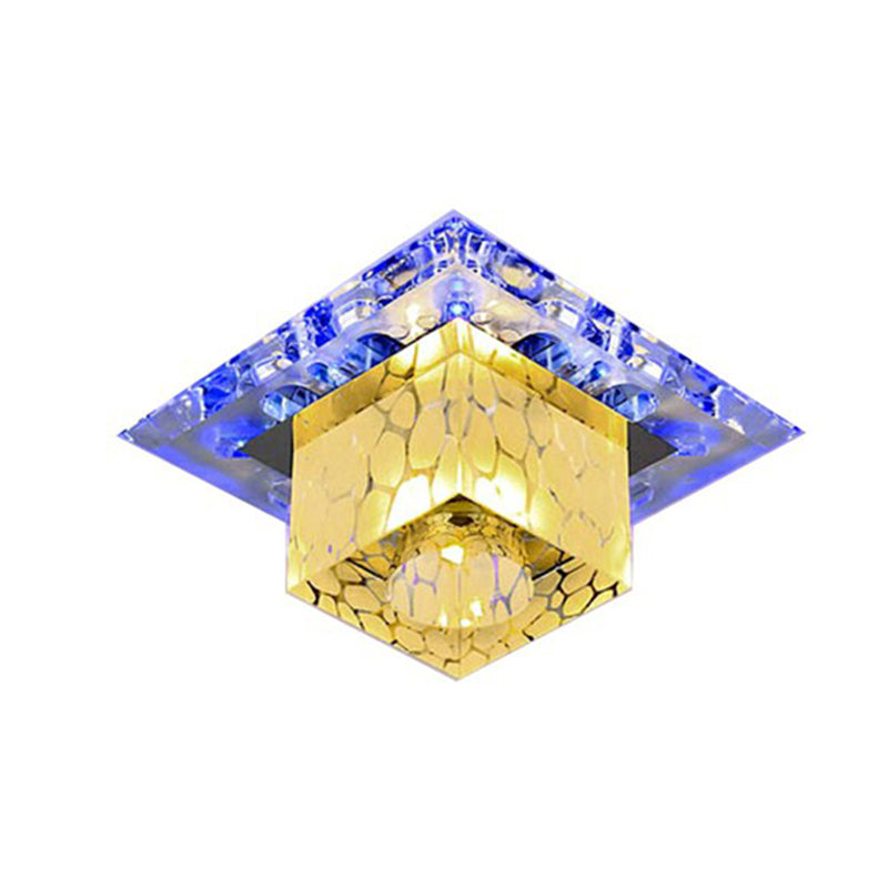 Modern Clear Crystal Cube LED Flush Mount Ceiling Light for Entryway