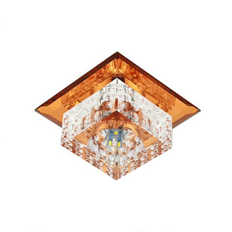 Crystal Led Flush Mount Light For Foyer - Simplicity & Elegance