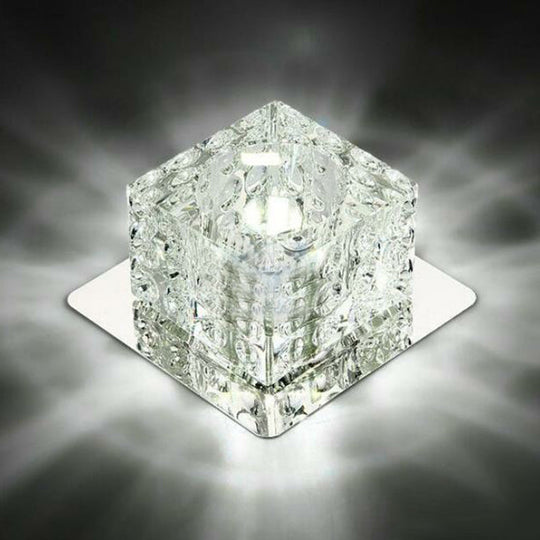 Crystal LED Flush Mount Entryway Light in Minimalist Square Design