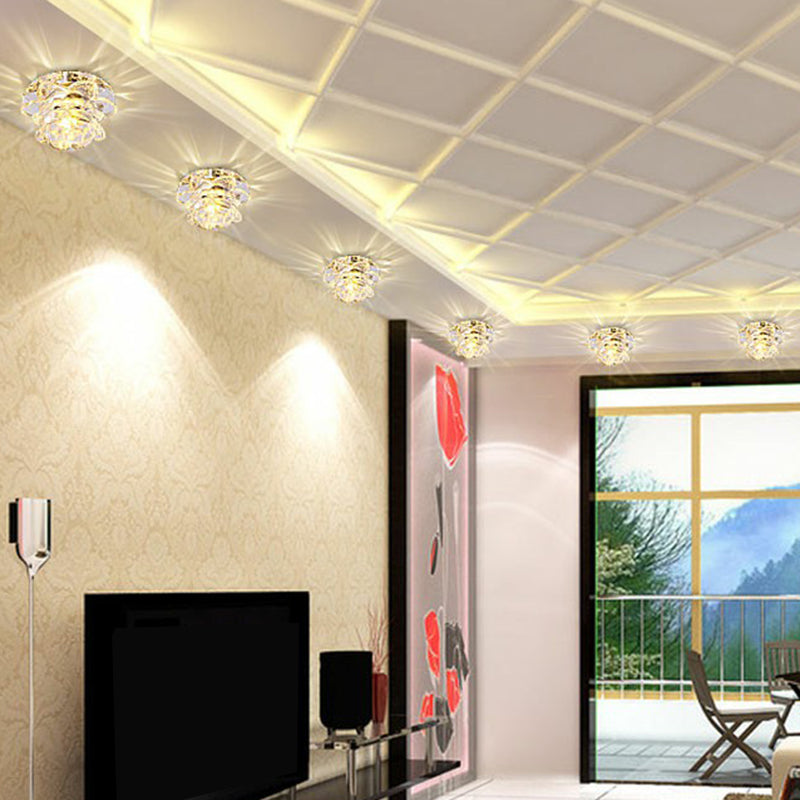 Plafonnier LED moderne en cristal transparent pour salon