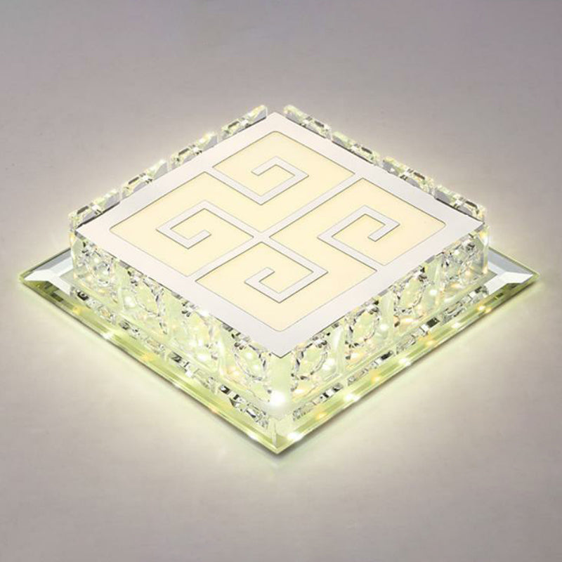 Sleek Crystal LED Flush Ceiling Light – Stylish Square Design for Foyer