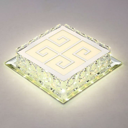 Sleek Crystal Led Flush Ceiling Light Stylish Square Design For Foyer Clear / Third Gear Trellis