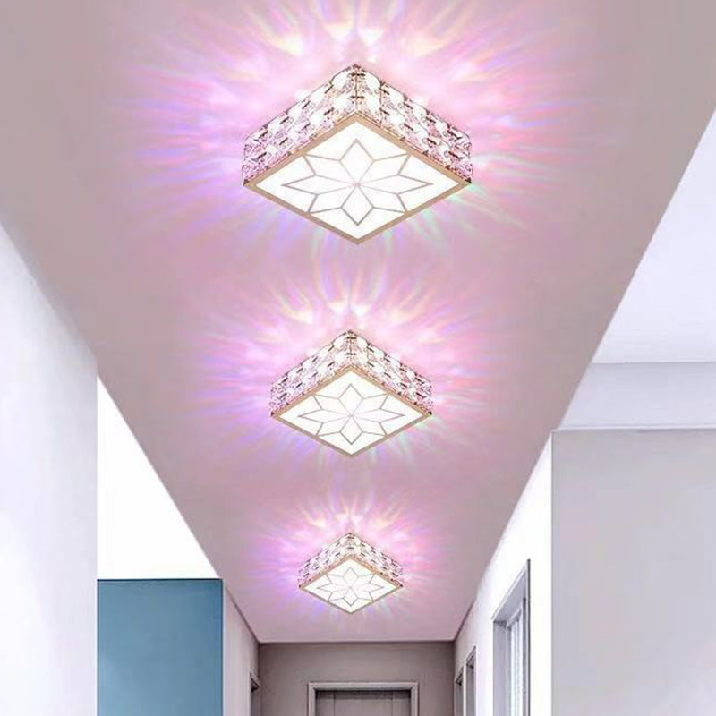 Crystal Clear LED Flush Ceiling Light with Artistic Square Shape and Acrylic Diffuser