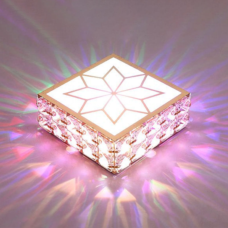 Crystal Clear LED Flush Ceiling Light with Artistic Square Shape and Acrylic Diffuser