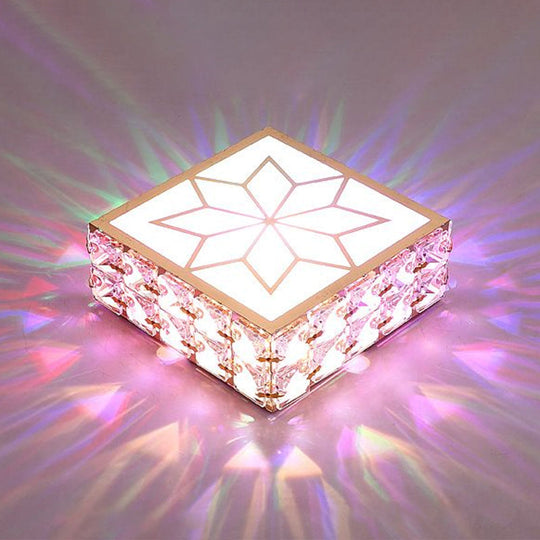 Crystal Clear Led Flush Ceiling Light With Artistic Square Shape And Acrylic Diffuser