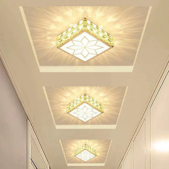 Crystal Clear LED Flush Ceiling Light with Artistic Square Shape and Acrylic Diffuser