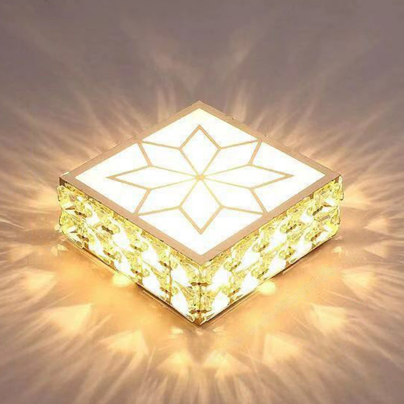 Crystal Clear LED Flush Ceiling Light with Artistic Square Shape and Acrylic Diffuser