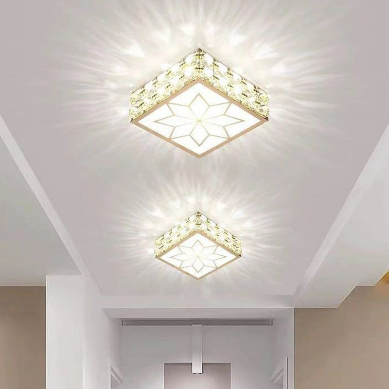 Crystal Clear LED Flush Ceiling Light with Artistic Square Shape and Acrylic Diffuser